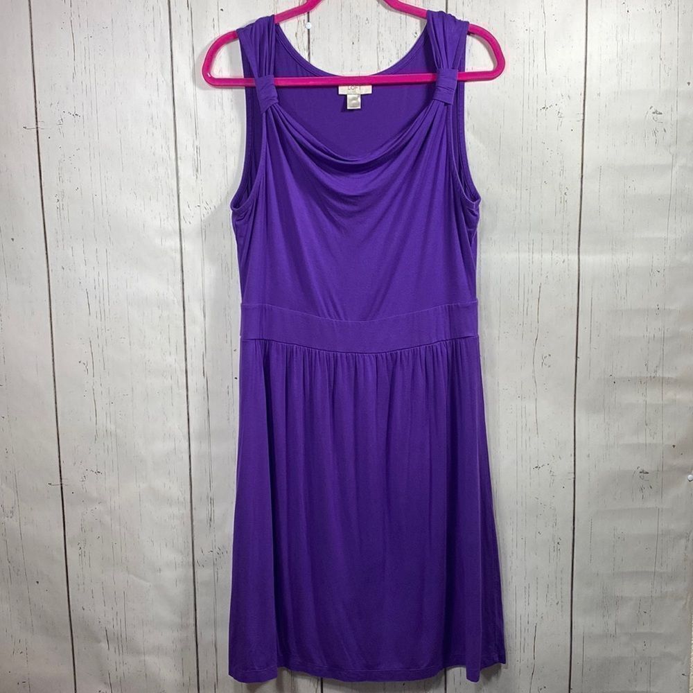 LOFT Purple Sleeveless Cowl Neck Empire Waist Dress